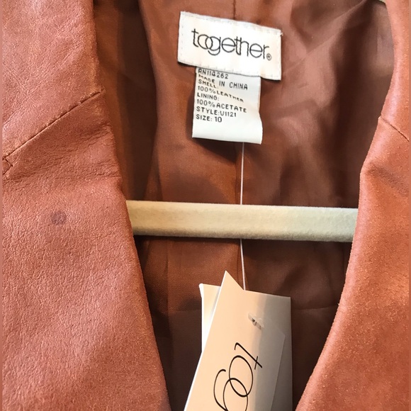 Together 100% Leather Jacket Brown Size 10 - Picture 3 of 16